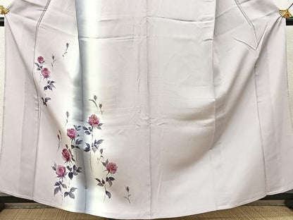 平和屋着物▽訪問着　単衣　薔薇　暈し染め　金彩　正絹　逸品　BAAS8004yc