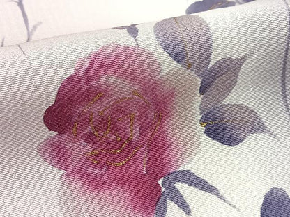 平和屋着物▽訪問着　単衣　薔薇　暈し染め　金彩　正絹　逸品　BAAS8004yc