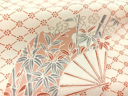 平和屋着物▽上質な小紋 単衣 扇面花文 正絹 逸品 BAAS8003yc