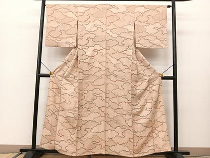 平和屋着物▽上質な小紋 単衣 雲重ね文様 正絹 逸品 BAAS8006yc