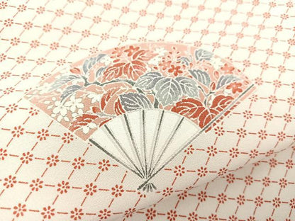 平和屋着物▽上質な小紋 単衣 扇面花文 正絹 逸品 BAAS8003yc
