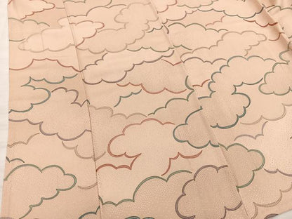 平和屋着物▽上質な小紋 単衣 雲重ね文様 正絹 逸品 BAAS8006yc