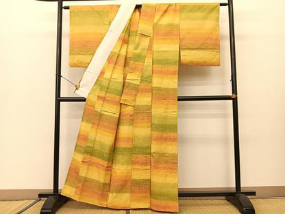 平和屋着物▽上質な紬 単衣 霞文 正絹 逸品 BAAS8013yc