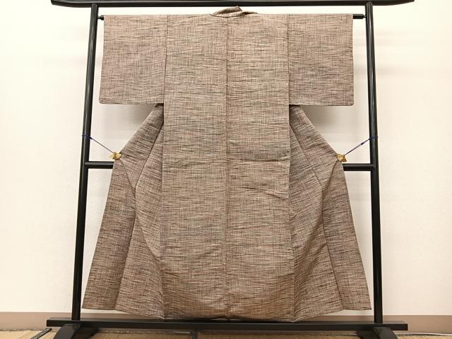 平和屋着物▽上質な紬 単衣 霞文 正絹 逸品 BAAS8028yc