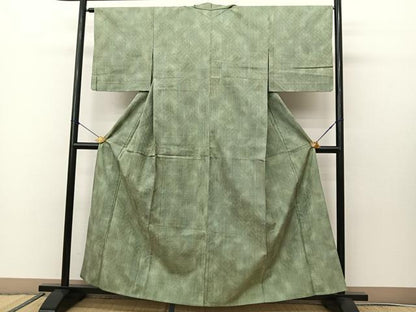 平和屋着物▽上質な紬 単衣 紗綾型文様 正絹 逸品 BAAS8029yc