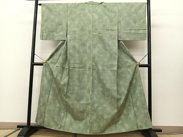 平和屋着物▽上質な紬 単衣 紗綾型文様 正絹 逸品 BAAS8029yc