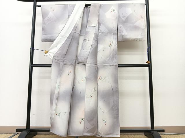 平和屋着物▽上質な小紋 単衣 地紋起こし 切り嵌め南天文 暈し染め 正絹 逸品 BAAS8032yc