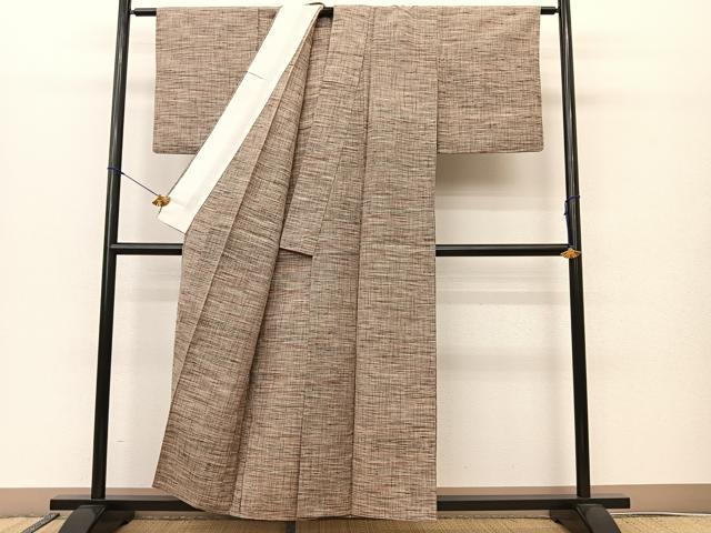 平和屋着物▽上質な紬 単衣 霞文 正絹 逸品 BAAS8028yc