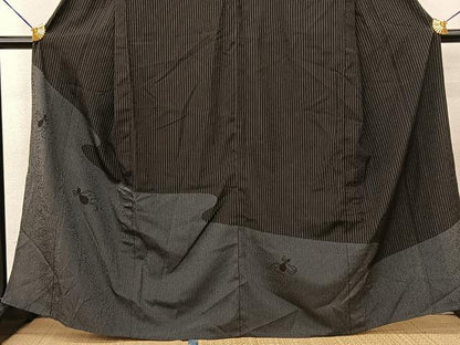 平和屋着物▽訪問着 単衣 瓢箪 黒地 正絹 逸品 BAAS8024yc