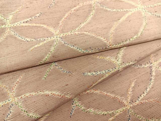 平和屋着物▽上質な紬　単衣　変わり七宝文様　正絹　逸品　BAAS8031yc