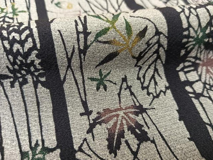 平和屋着物▽上質な小紋　単衣　型染め　草花間道　正絹　逸品　BAAS8037yc