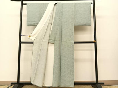 平和屋着物▽江戸小紋　単衣　竹縞　正絹　逸品　BAAS8050yc