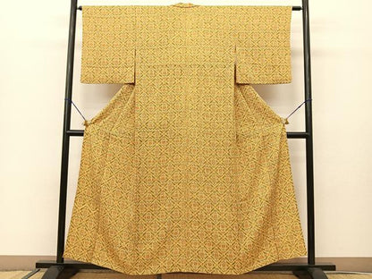 平和屋着物▽上質な小紋 単衣 更紗花唐草文 正絹 逸品 BAAS8044yc