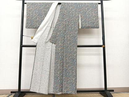 平和屋着物▽上質な小紋 単衣 宝尽くし花文 正絹 逸品 BAAS8057yc