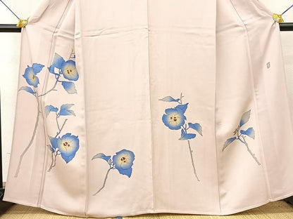平和屋着物▽訪問着 単衣 作家物 枝花文 正絹 逸品 BAAS8061yc