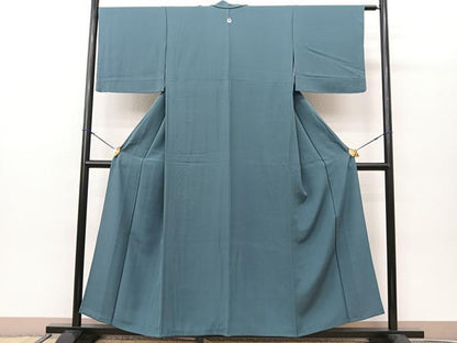 平和屋着物▽上質な色無地 単衣 錆御納戸色 正絹 逸品 BAAS8056yc