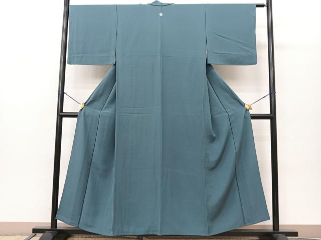 平和屋着物▽上質な色無地 単衣 錆御納戸色 正絹 逸品 BAAS8056yc