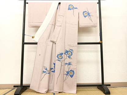 平和屋着物▽訪問着 単衣 作家物 枝花文 正絹 逸品 BAAS8061yc