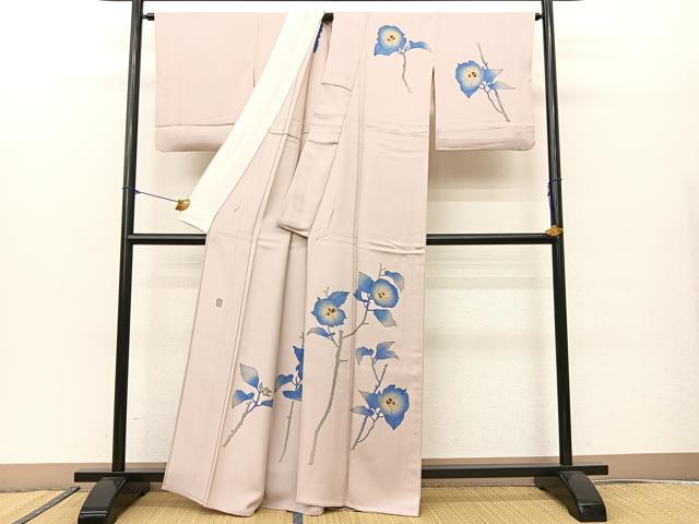 平和屋着物▽訪問着 単衣 作家物 枝花文 正絹 逸品 BAAS8061yc