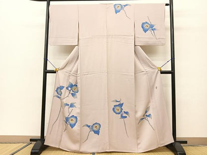 平和屋着物▽訪問着 単衣 作家物 枝花文 正絹 逸品 BAAS8061yc
