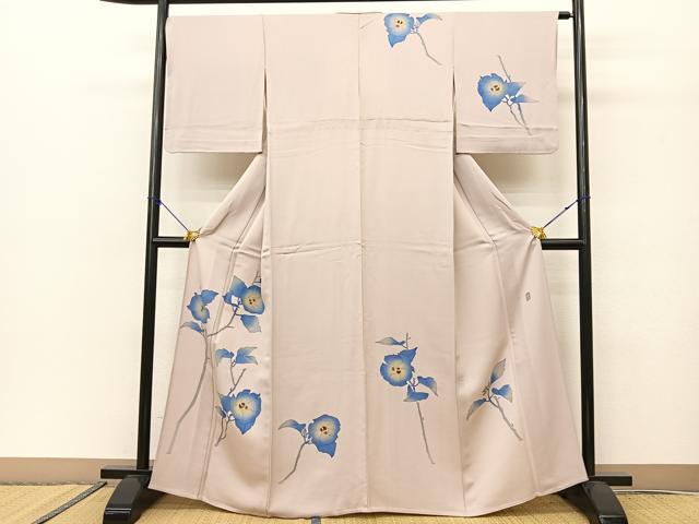 平和屋着物▽訪問着 単衣 作家物 枝花文 正絹 逸品 BAAS8061yc