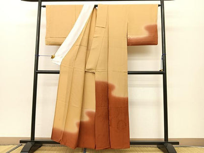 平和屋着物▽訪問着 単衣 作家物 渡橋水車地紋 暈し染め 正絹 逸品 BAAS8063yc
