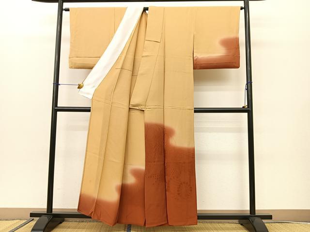 平和屋着物▽訪問着 単衣 作家物 渡橋水車地紋 暈し染め 正絹 逸品 BAAS8063yc