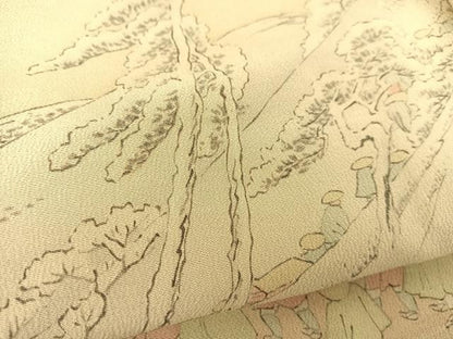 平和屋着物▽上質な小紋 単衣 東海道五十三次 正絹 逸品 BAAS8072yc