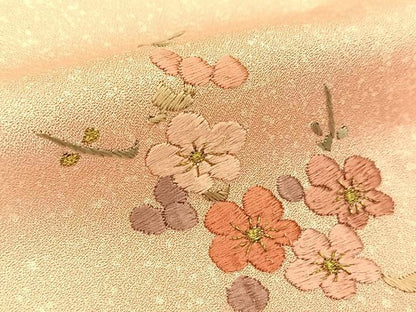 平和屋着物▽訪問着　単衣　刺繍　花筏文　暈し染め　金彩　正絹　逸品　BAAS8071yc