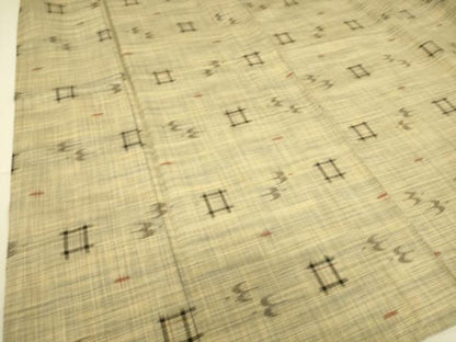 平和屋着物▽上質な紬 単衣 絣文様 正絹 逸品 DAAQ4479az