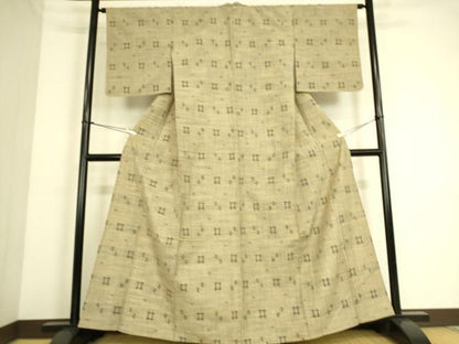 平和屋着物▽上質な紬 単衣 絣文様 正絹 逸品 DAAQ4479az