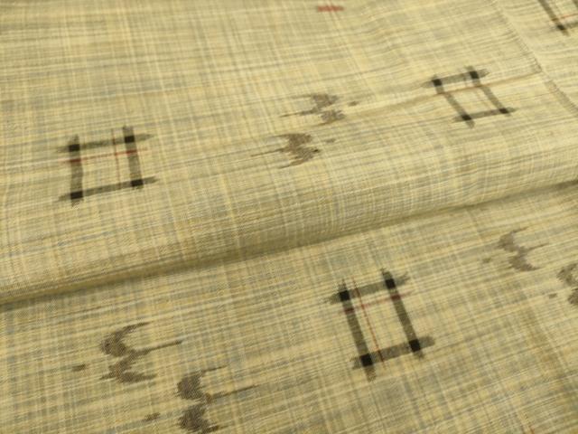 平和屋着物▽上質な紬 単衣 絣文様 正絹 逸品 DAAQ4479az