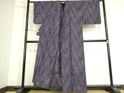 平和屋着物▽上質な紬 単衣 縞 正絹 逸品 DAAQ4510az