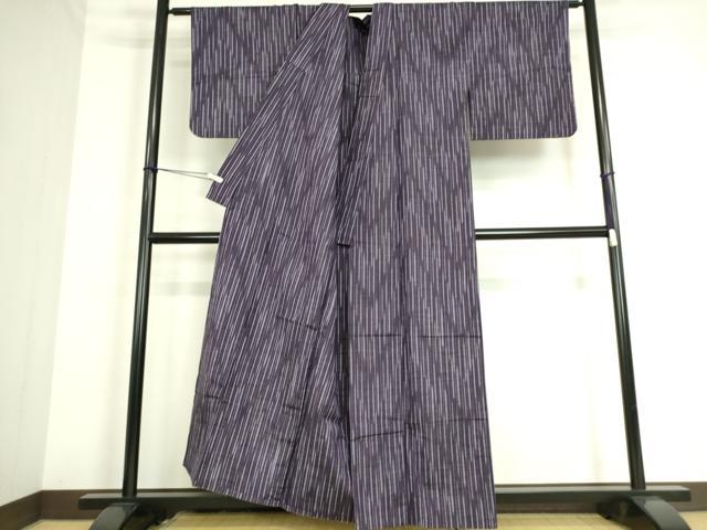 平和屋着物▽上質な紬 単衣 縞 正絹 逸品 DAAQ4510az