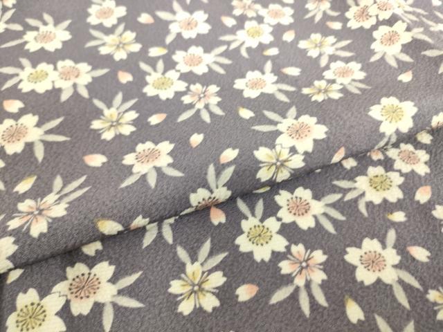 平和屋着物▽上質な小紋 単衣 舞桜文 正絹 逸品 DAAS0038az