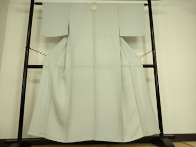 平和屋着物▽上質な色無地 単衣 青海波地紋 藍白色 正絹 逸品 DAAS0043az