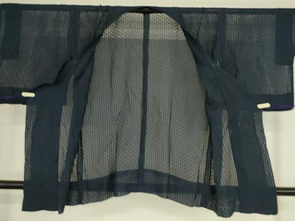 平和屋着物▽道行コート　スリーシーズン　春夏秋　塵除け　丸繋ぎ　紺色　正絹　逸品　DAAS0052az