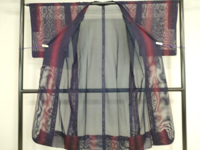 平和屋着物▽道行コート スリーシーズン 春夏秋 塵除け 紗 縞 ロング丈 正絹 逸品 DAAS0053az
