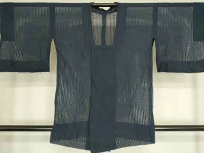 平和屋着物▽道行コート　スリーシーズン　春夏秋　塵除け　丸繋ぎ　紺色　正絹　逸品　DAAS0052az