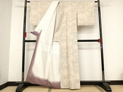 平和屋着物●本場大島紬 白大島 ９マルキ 風景文 正絹 逸品 AAAT9368np
