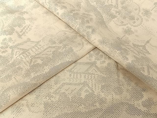 平和屋着物●本場大島紬 白大島 ９マルキ 風景文 正絹 逸品 AAAT9368np