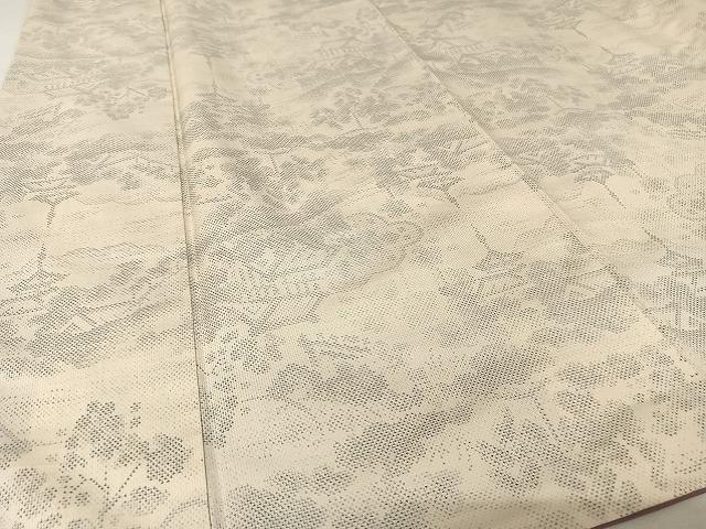 平和屋着物●本場大島紬 白大島 ９マルキ 風景文 正絹 逸品 AAAT9368np