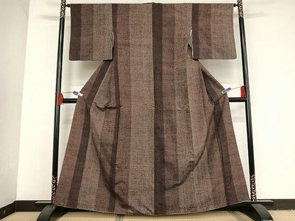 平和屋着物●上質な紬 縞 正絹 逸品 AAAT9407np