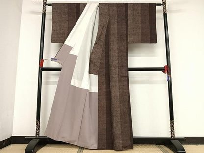 平和屋着物●上質な紬 縞 正絹 逸品 AAAT9407np