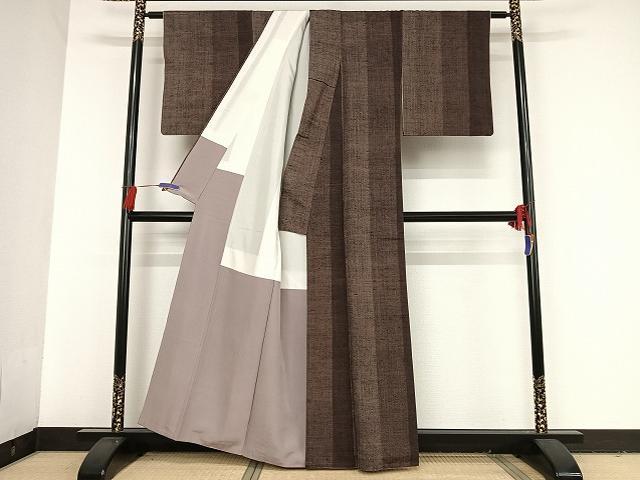 平和屋着物●上質な紬 縞 正絹 逸品 AAAT9407np