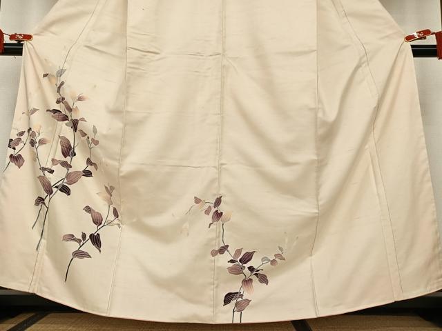 平和屋着物●訪問着　友禅　紬地　枝花文　正絹　逸品　AAAT0639zg