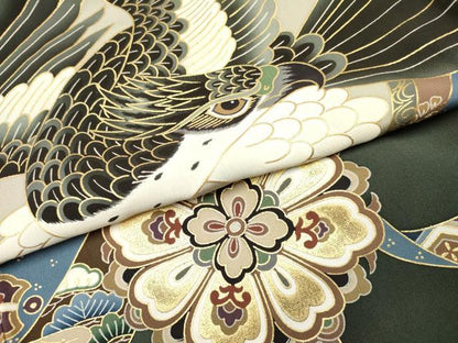 平和屋着物[]お宮参り　男の子　祝着　産着　初着　のしめ　鷹　鷲　熨斗花文　暈し染め　金彩　逸品　DAAR6227ma