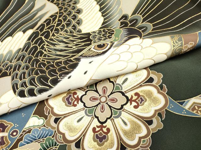 平和屋着物[]お宮参り　男の子　祝着　産着　初着　のしめ　鷹　鷲　熨斗花文　暈し染め　金彩　逸品　DAAR6227ma