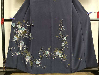 平和屋着物●本加賀友禅作家　奥泉可愛　訪問着　葡萄蔦の葉　正絹　逸品　AAAT9453np