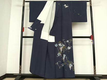 平和屋着物●本加賀友禅作家　奥泉可愛　訪問着　葡萄蔦の葉　正絹　逸品　AAAT9453np